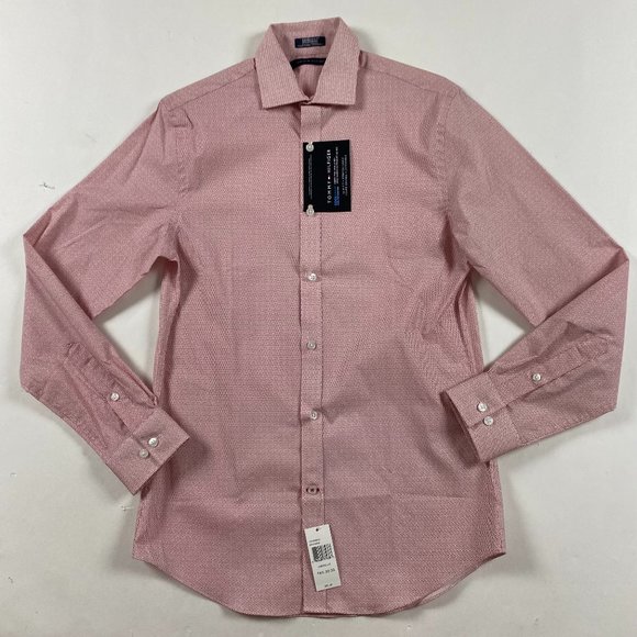 NWT Tommy Hilfiger CoolMax Slim Fit Stretch Shirt Mens Small 14.5  32/33 Red - Picture 2 of 12